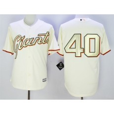 MLB San Francisco Giants 40 Madison Bumgarner Cream With Gold Program 2015 Cool Base Jersey