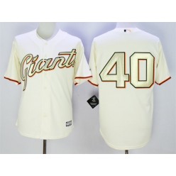 MLB San Francisco Giants 40 Madison Bumgarner Cream With Gold Program 2015 Cool Base Jersey