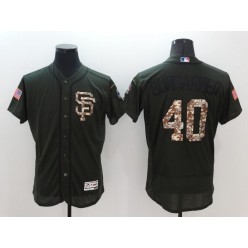 MLB San Francisco Giants 40 Madison Bumgarner Green Flexbase Authentic Collection Salute to Service Stitched Baseball Men Jersey