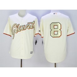 MLB San Francisco Giants 8 Hunter Pence Cream With Gold Program 2015 Cool Base Jersey