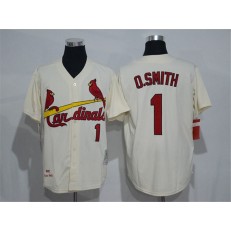 MLB St.Louis Cardinals 1 Ozzie Smith Cream Stitched 1992 Cooperstown Collection Mitchell And Ness Men Jersey