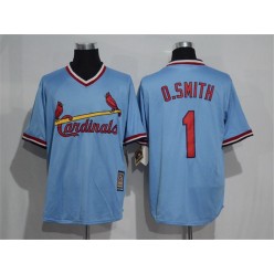MLB St.Louis Cardinals 1 Ozzie Smith Light Blue Majestic Cool Base Cooperstown Collection Player Men Jersey