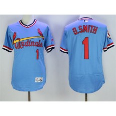 MLB St.Louis Cardinals 1 Ozzie Smith Light Blue Pullover 2016 Flexbase Majestic Baseball Men Jersey