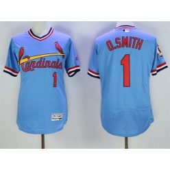MLB St.Louis Cardinals 1 Ozzie Smith Light Blue Pullover 2016 Flexbase Majestic Baseball Men Jersey