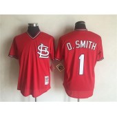 MLB St.Louis Cardinals 1 Ozzie Smith Red 1996 Mesh BP Mitchell and Ness Men Jersey