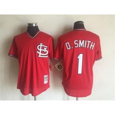 MLB St.Louis Cardinals 1 Ozzie Smith Red 1996 Mesh BP Mitchell and Ness Men Jersey