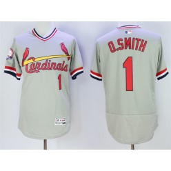MLB St.Louis Cardinals 1 Ozzie Smith Retired Gray Pullover 2016 Flexbase Majestic Baseball Men Jersey