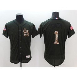 MLB St.Louis Cardinals 1 Ozzie Smith Retired Green Salute to Service 2016 Flexbase Majestic Baseball Men Jersey