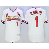 MLB St.Louis Cardinals 1 Ozzie Smith Retired White Pullover 2016 Flexbase Majestic Baseball Men Jersey