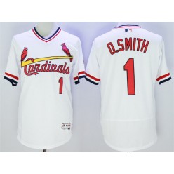 MLB St.Louis Cardinals 1 Ozzie Smith Retired White Pullover 2016 Flexbase Majestic Baseball Men Jersey