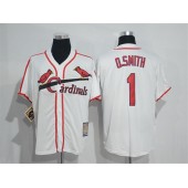 MLB St.Louis Cardinals 1 Ozzie Smith White Throwback Mitchell And Ness Stitched Men Jersey