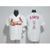 MLB St.Louis Cardinals 1 Ozzie Smith White With Team Logo Print Cool Base Men Jersey