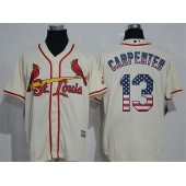 MLB St.Louis Cardinals 13 Matt Carpenter Cream USA Flag Fashion Baseball Men Jersey