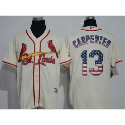 MLB St.Louis Cardinals 13 Matt Carpenter Cream USA Flag Fashion Baseball Men Jersey