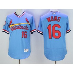 MLB St.Louis Cardinals 16 Kolten Wong Light Blue Pullover 2016 Flexbase Majestic Baseball Men Jersey