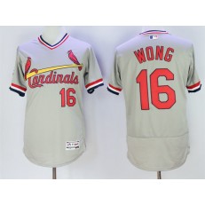 MLB St.Louis Cardinals 16 Kolten Wong Retired Gray Pullover 2016 Flexbase Majestic Baseball Men Jersey