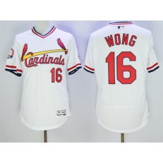 MLB St.Louis Cardinals 16 Kolten Wong Retired White Pullover 2016 Flexbase Majestic Baseball Men Jersey