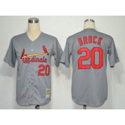 MLB St.Louis Cardinals 20 Lou Brock 1967 Gray Wool Throwback Men Jersey