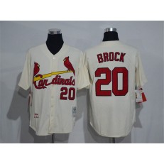 MLB St.Louis Cardinals 20 Lou Brock Cream Stitched 1964 Cooperstown Collection Mitchell And Ness Men Jersey
