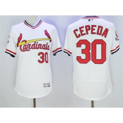 MLB St.Louis Cardinals 30 Orlando Cepeda Retired White Pullover 2016 Flexbase Majestic Baseball Men Jersey
