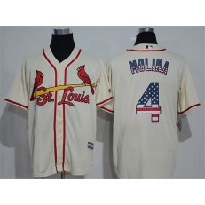 MLB St.Louis Cardinals 4 Cream USA Flag Fashion Baseball Men Jersey