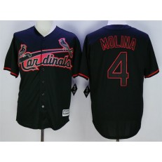 MLB St.Louis Cardinals 4 Yadier Molina Black New Cool Base Fashion Men Jersey