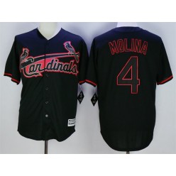 MLB St.Louis Cardinals 4 Yadier Molina Black New Cool Base Fashion Men Jersey