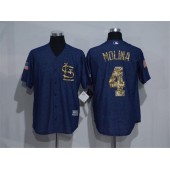 MLB St.Louis Cardinals 4 Yadier Molina Denim Blue Salute to Service Stitched Men Jersey