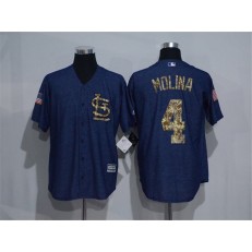 MLB St.Louis Cardinals 4 Yadier Molina Denim Blue Salute to Service Stitched Men Jersey