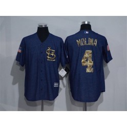 MLB St.Louis Cardinals 4 Yadier Molina Denim Blue Salute to Service Stitched Men Jersey