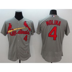MLB St.Louis Cardinals 4 Yadier Molina Grey Flexbase Authentic Collection Stitched Men Jersey