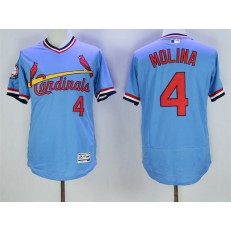 MLB St.Louis Cardinals 4 Yadier Molina Light Blue Pullover 2016 Flexbase Majestic Baseball Men Jersey