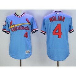 MLB St.Louis Cardinals 4 Yadier Molina Light Blue Pullover 2016 Flexbase Majestic Baseball Men Jersey