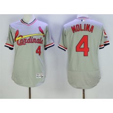 MLB St.Louis Cardinals 4 Yadier Molina Retired Gray Pullover 2016 Flexbase Majestic Baseball Men Jersey