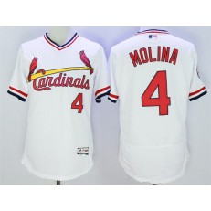MLB St.Louis Cardinals 4 Yadier Molina Retired White Pullover 2016 Flexbase Majestic Baseball Men Jersey