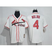 MLB St.Louis Cardinals 4 Yadier Molina White Throwback Mitchell And Ness Stitched Men Jersey