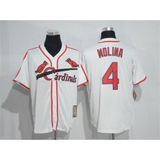 MLB St.Louis Cardinals 4 Yadier Molina White Throwback Mitchell And Ness Stitched Men Jersey