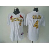 MLB St.Louis Cardinals 4 Yadier Molina White With Gold Men Jersey