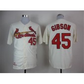 MLB St.Louis Cardinals 45 Bob Gibson 1967 Cream Mitchell And Ness Throwback Jersey