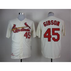 MLB St.Louis Cardinals 45 Bob Gibson 1967 Cream Mitchell And Ness Throwback Jersey