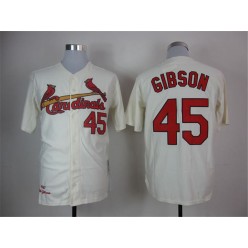 MLB St.Louis Cardinals 45 Bob Gibson 1967 Cream Mitchell And Ness Throwback Jersey