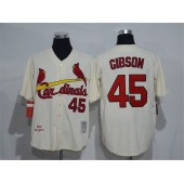 MLB St.Louis Cardinals 45 Bob Gibson Cream Stitched 1964 Cooperstown Collection Mitchell And Ness Men Jersey
