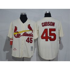 MLB St.Louis Cardinals 45 Bob Gibson Cream Stitched 1964 Cooperstown Collection Mitchell And Ness Men Jersey