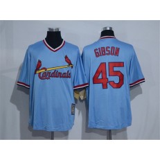 MLB St.Louis Cardinals 45 Bob Gibson Light Blue Majestic Cool Base Cooperstown Collection Player Men Jersey