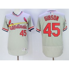 MLB St.Louis Cardinals 45 Bob Gibson Retired Gray Pullover 2016 Flexbase Majestic Baseball Men Jersey