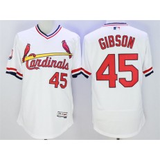 MLB St.Louis Cardinals 45 Bob Gibson Retired White Pullover 2016 Flexbase Majestic Baseball Men Jersey