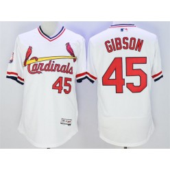 MLB St.Louis Cardinals 45 Bob Gibson Retired White Pullover 2016 Flexbase Majestic Baseball Men Jersey