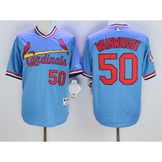 MLB St.Louis Cardinals 50 Adam Wainwright Blue 1982 Turn Back The Clock Men Jersey