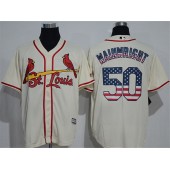 MLB St.Louis Cardinals 50 Adam Wainwright Cream USA Flag Fashion Baseball Men Jersey
