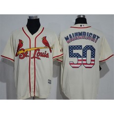 MLB St.Louis Cardinals 50 Adam Wainwright Cream USA Flag Fashion Baseball Men Jersey